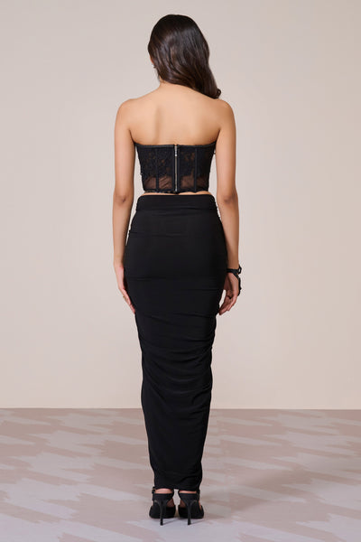 Shantanu & Nikhil Black Applique Corset Top indian designer wear online shopping melange singapore