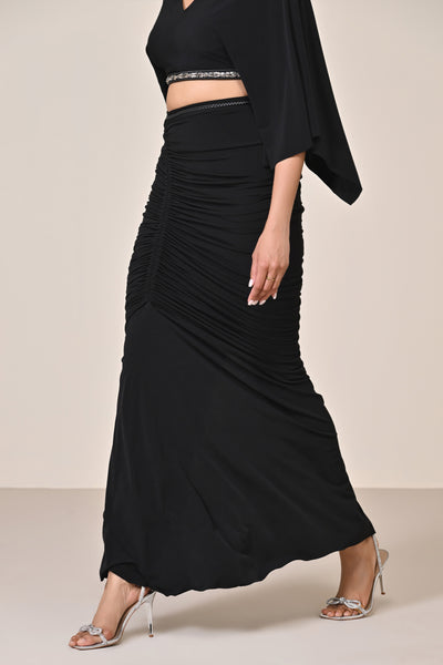 Shantanu & Nikhil Black Asymmetric Gathered Skirt indian designer wear online shopping melange singapore