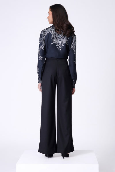 Shantanu & Nikhil Black Baroque Printed Shirt indian designer wear online shopping melange singapore
