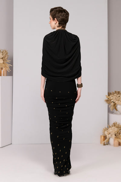Shantanu & Nikhil Black Cape indian designer wear online shopping melange singapore 