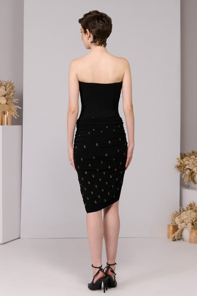 Shantanu & Nikhil Black Corset Adamas Printed Dress indian designer wear online shopping melange singapore 