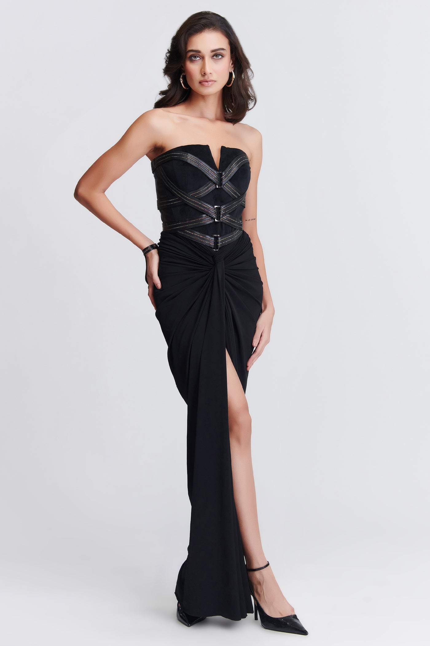 Shantanu & Nikhil Black Corset Gown indian designer wear online shopping melange singapore