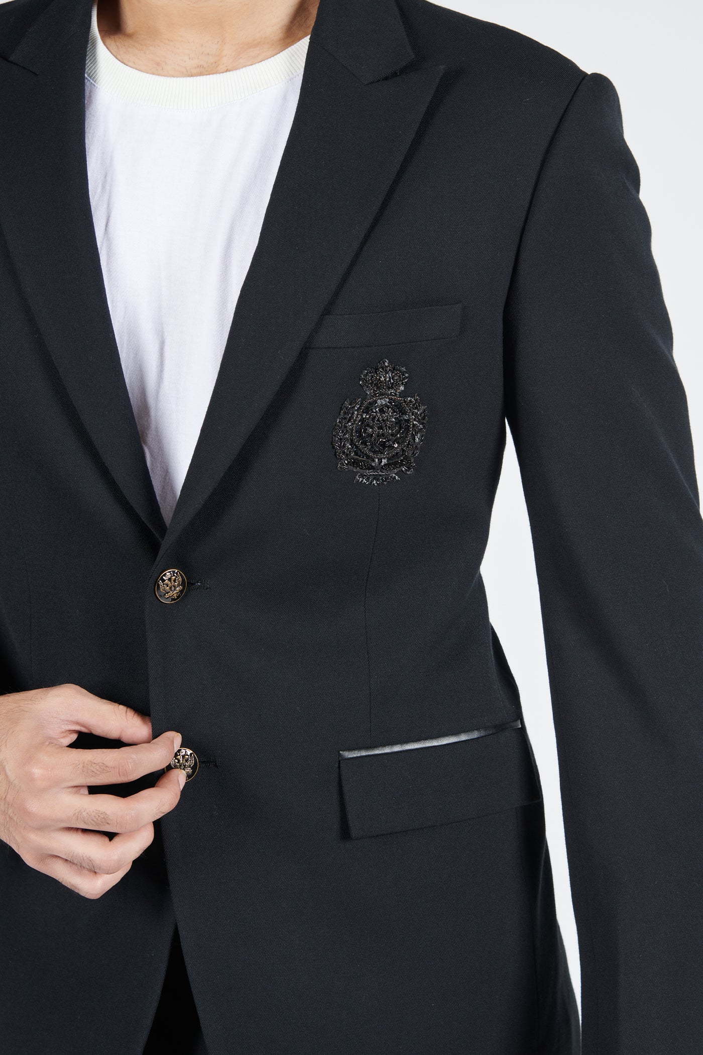 Shantanu & Nikhil Black Crested Jacket indian designer wear online shopping melange singapore