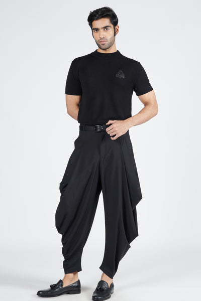 Shantanu & Nikhil Black Drape Cowl Pants indian designer wear online shopping melange singapore