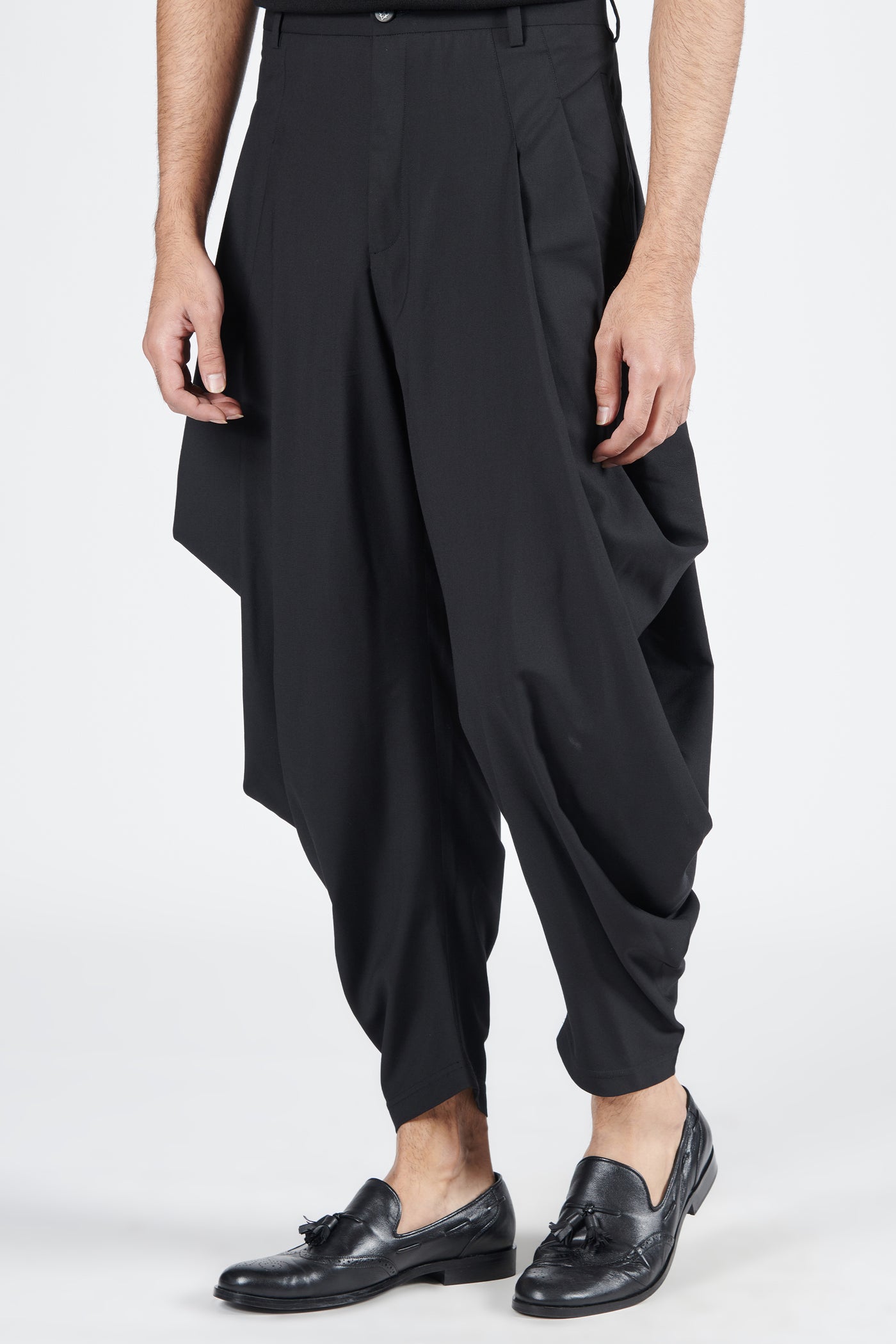 Shantanu & Nikhil Black Drape Cowl Pants indian designer wear online shopping melange singapore