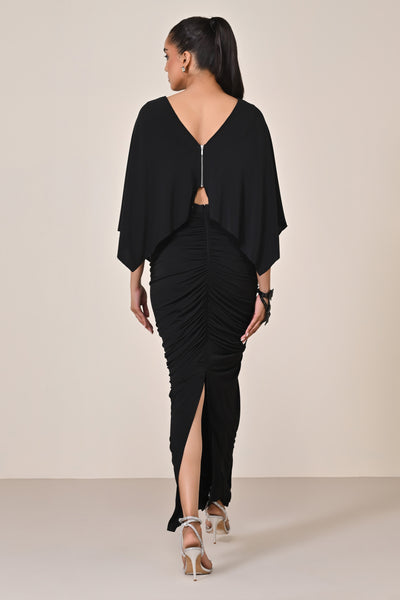 Shantanu & Nikhil Black Exaggerated Draped Sleeve Top indian designer wear online shopping melange singapore
