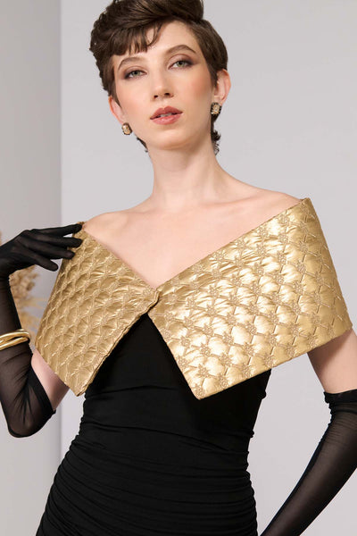 Shantanu & Nikhil Black Gold Quilted Gown indian designer wear online shopping melange singapore 