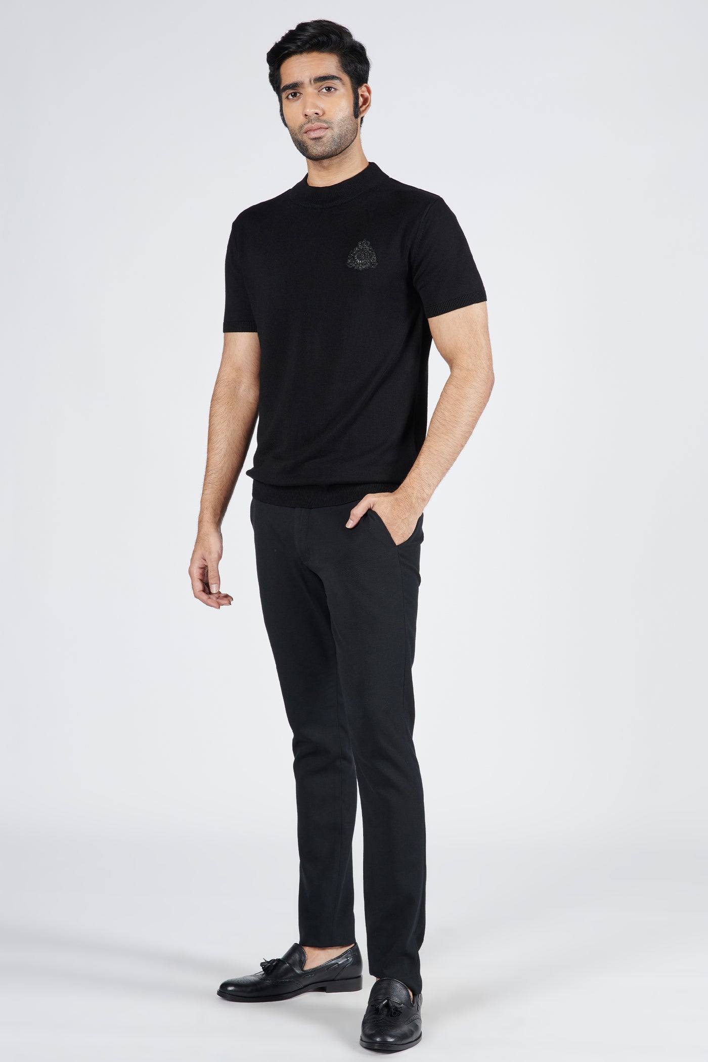 Shantanu & Nikhil Black Knit T- Shirt indian designer wear online shopping melange singapore