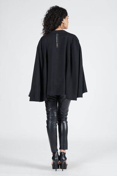 Shantanu & Nikhil Black Pleated Cape indian designer wear online shopping melange singapore