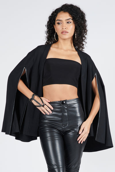 Shantanu & Nikhil Black Pleated Cape indian designer wear online shopping melange singapore