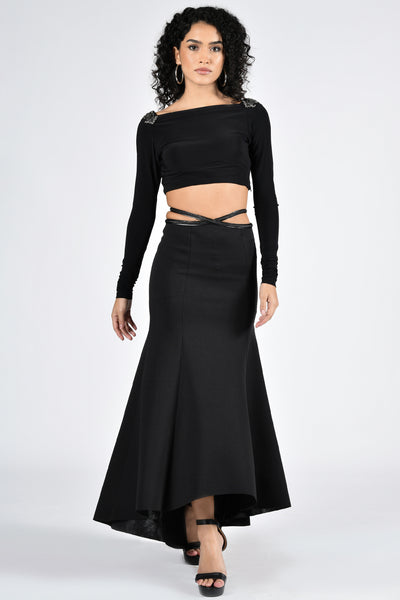 Shantanu & Nikhil Black Retro Drape Skirt indian designer wear online shopping melange singapore