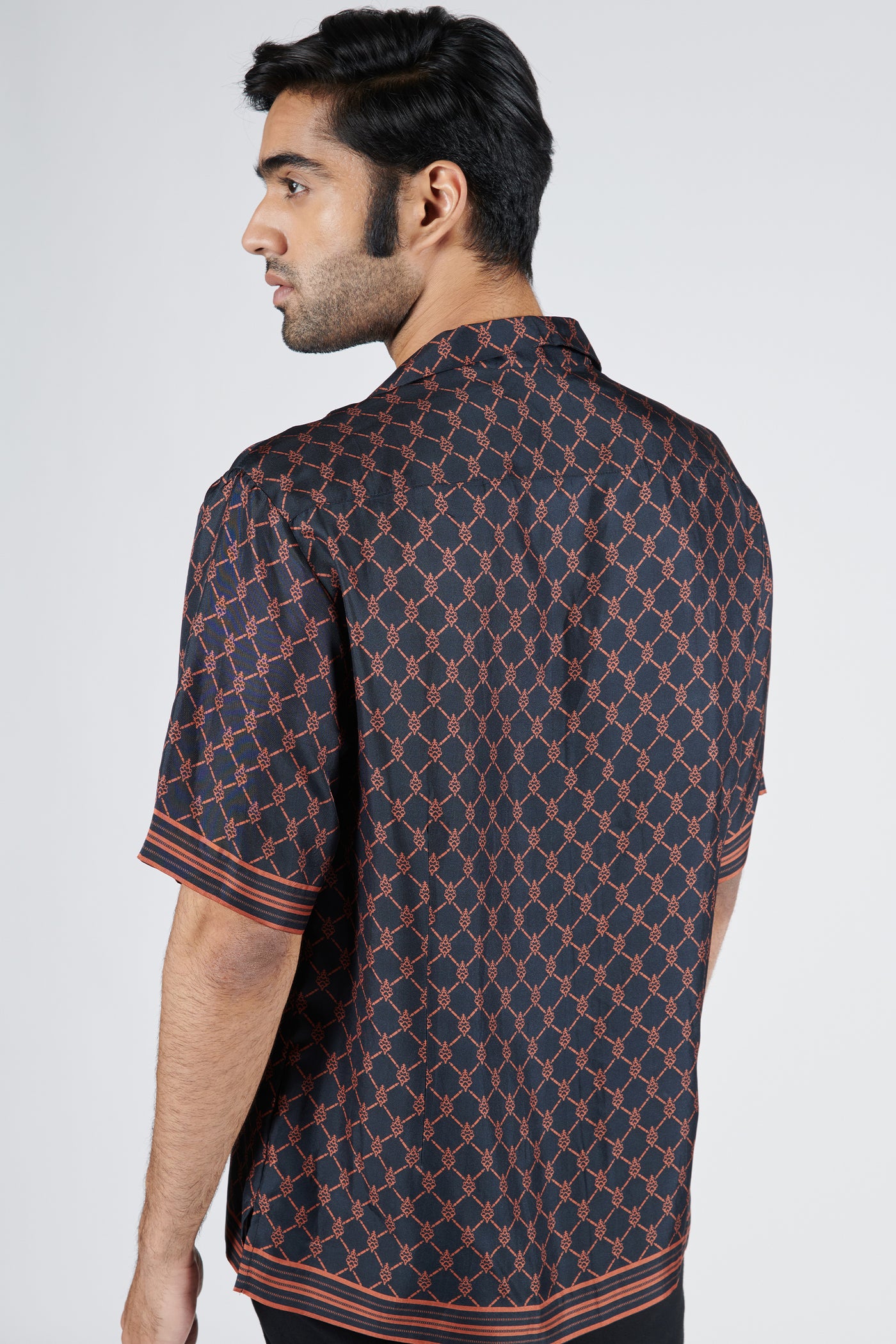 Shantanu & NikhilBlack Twill Silk Shirt indian designer wear online shopping melange singapore