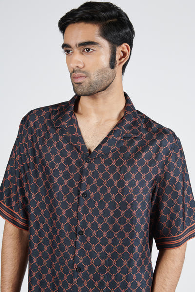 Shantanu & NikhilBlack Twill Silk Shirt indian designer wear online shopping melange singapore