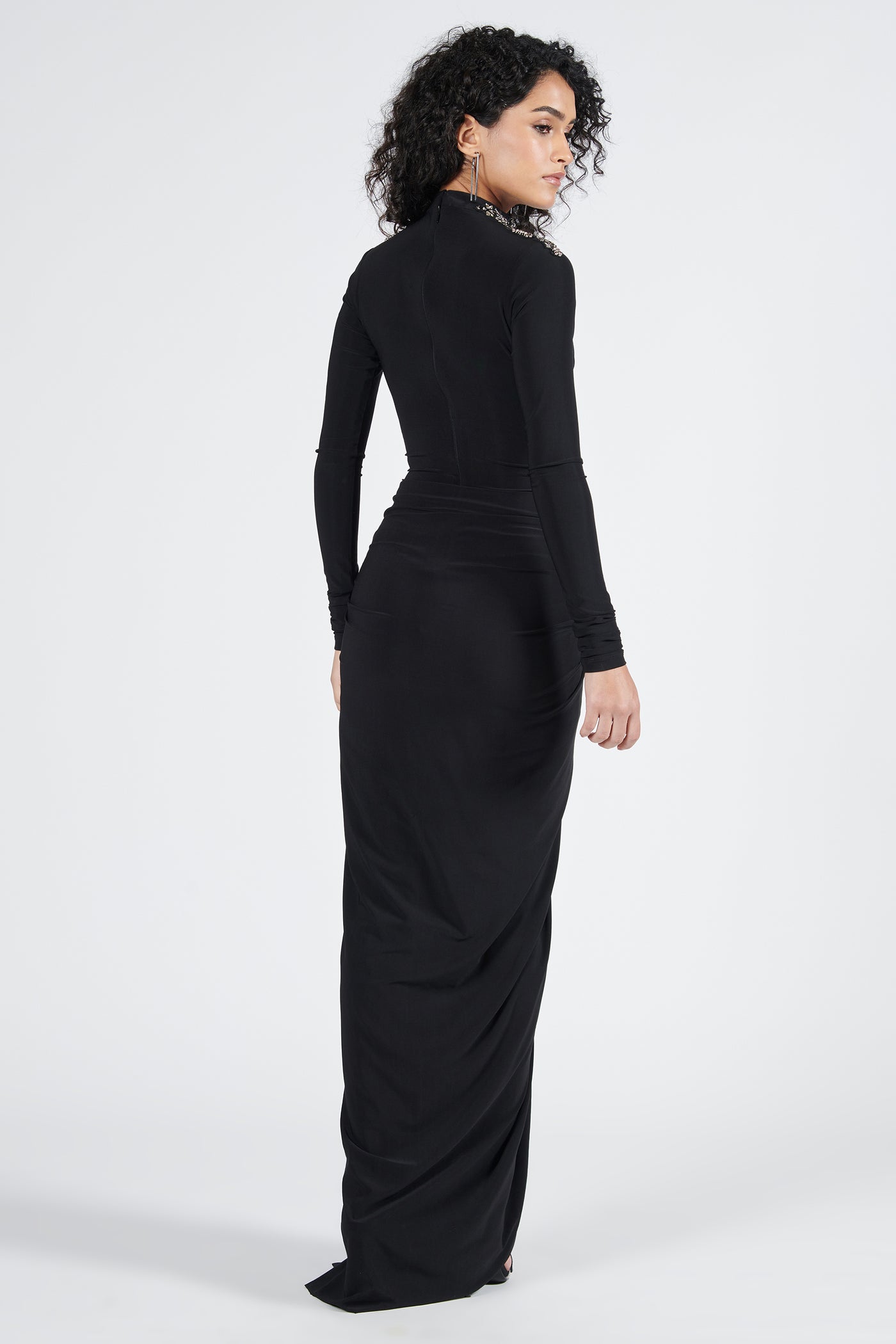 Shantanu & Nikhil Black Twist Drape Saree Gown indian designer wear online shopping melange singapore
