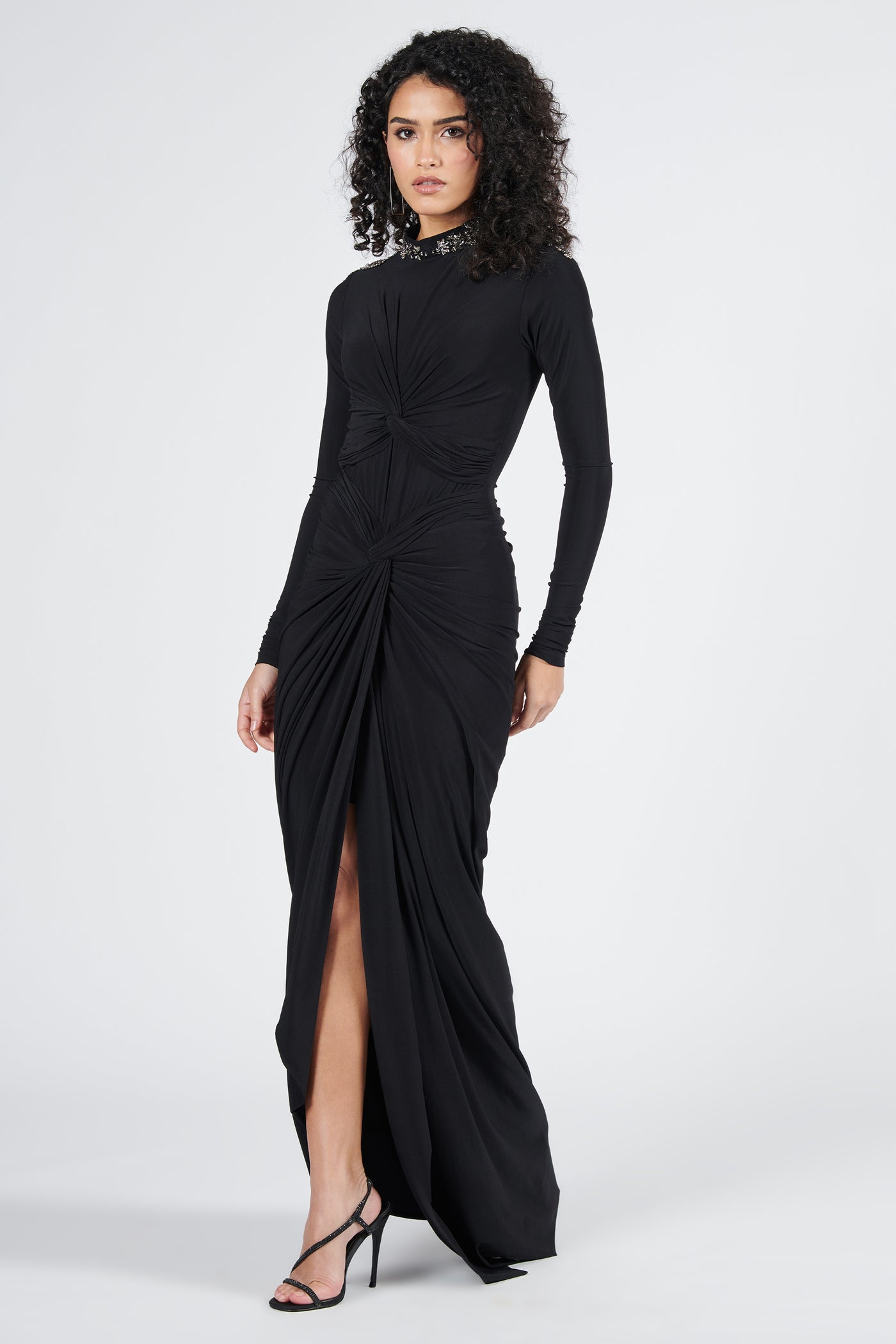 Shantanu & Nikhil Black Twist Drape Saree Gown indian designer wear online shopping melange singapore