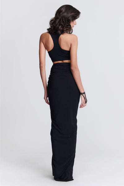 Shantanu & Nikhil Black Twisted Drape Skirt indian designer wear online shopping melange singapore