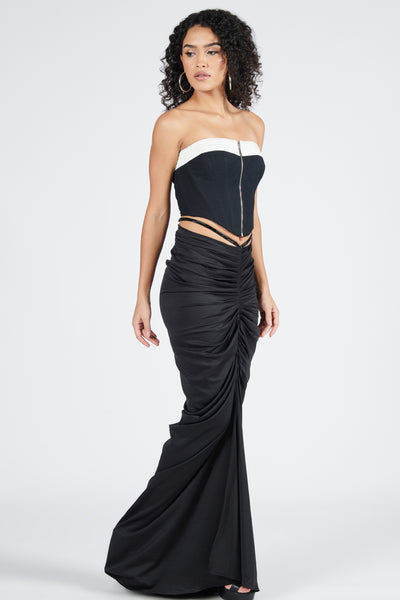 Shantanu & Nikhil Black Twisted Drape Skirt indian designer wear online shopping melange singapore