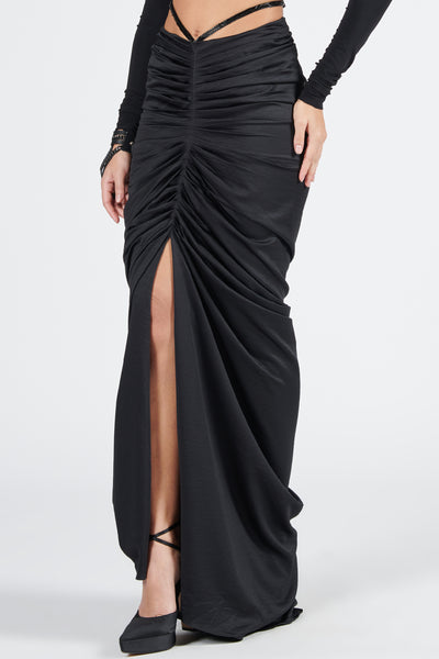 Shantanu & Nikhil Black Twisted Drape Skirt indian designer wear online shopping melange singapore