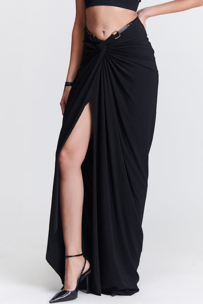 Shantanu & Nikhil Black Twisted Drape Skirt indian designer wear online shopping melange singapore