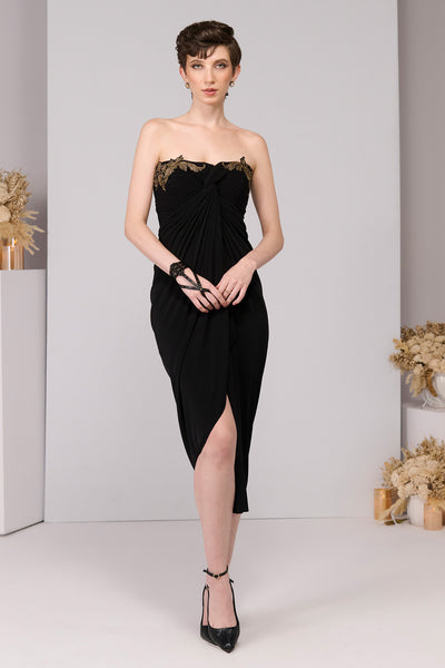 Shantanu & Nikhil Black Twisted Knot Dress indian designer wear online shopping melange singapore
