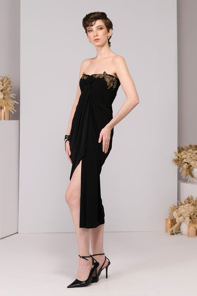 Shantanu & Nikhil Black Twisted Knot Dress indian designer wear online shopping melange singapore