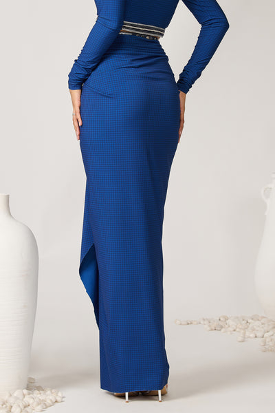 Shantanu & Nikhil Blue Twisted Drape Skirt indian designer wear online shopping melange singapore