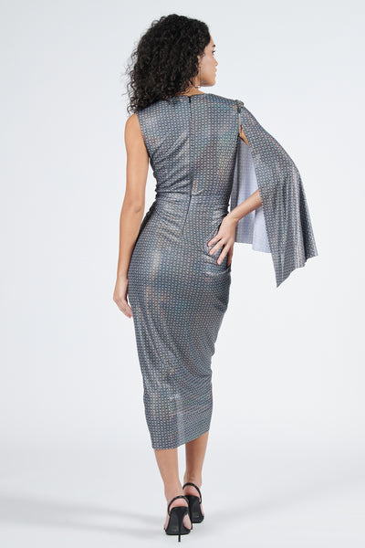 Shantanu & Nikhil Braid Printed Drape Dress indian designer wear online shopping melange singapore