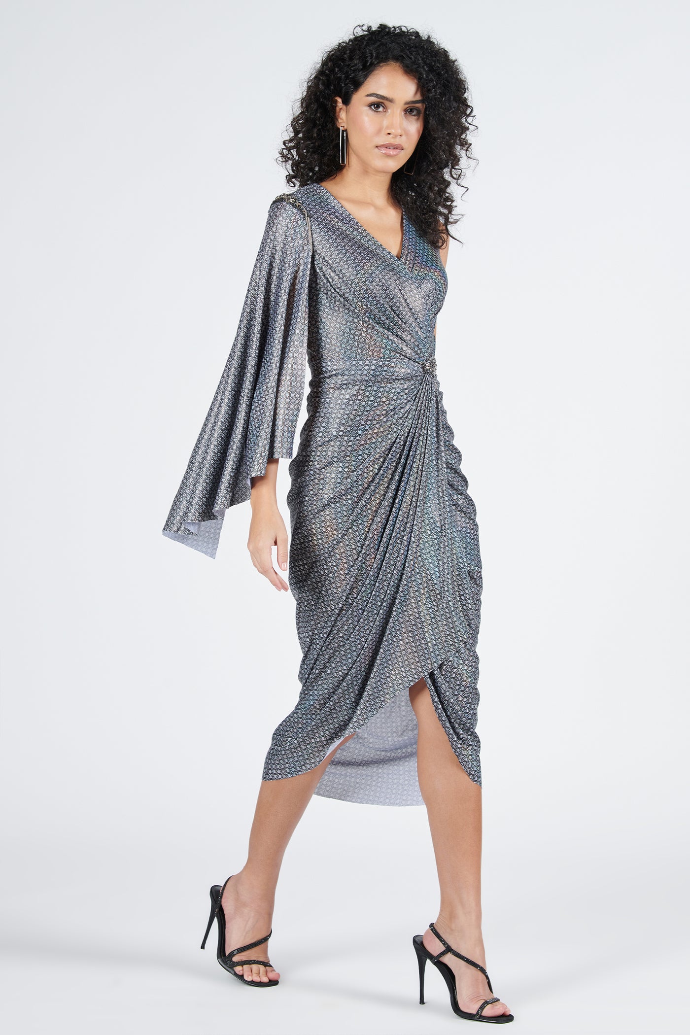 Shantanu & Nikhil Braid Printed Drape Dress indian designer wear online shopping melange singapore