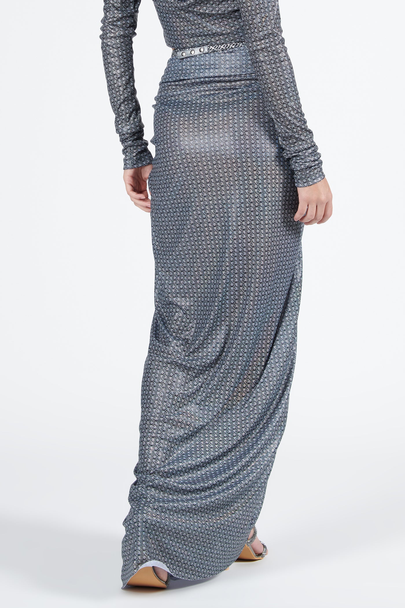 Shantanu & Nikhil Braid Printed Twisted Drape Skirt indian designer wear online shopping melange singapore