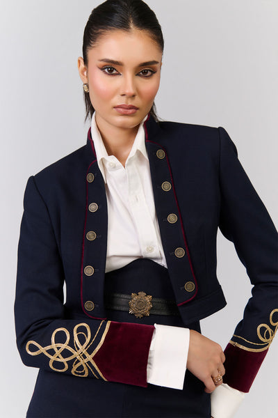 Shantanu & Nikhil Celtic Knot Crop Jacket indian designer wear online shopping melange singapore 