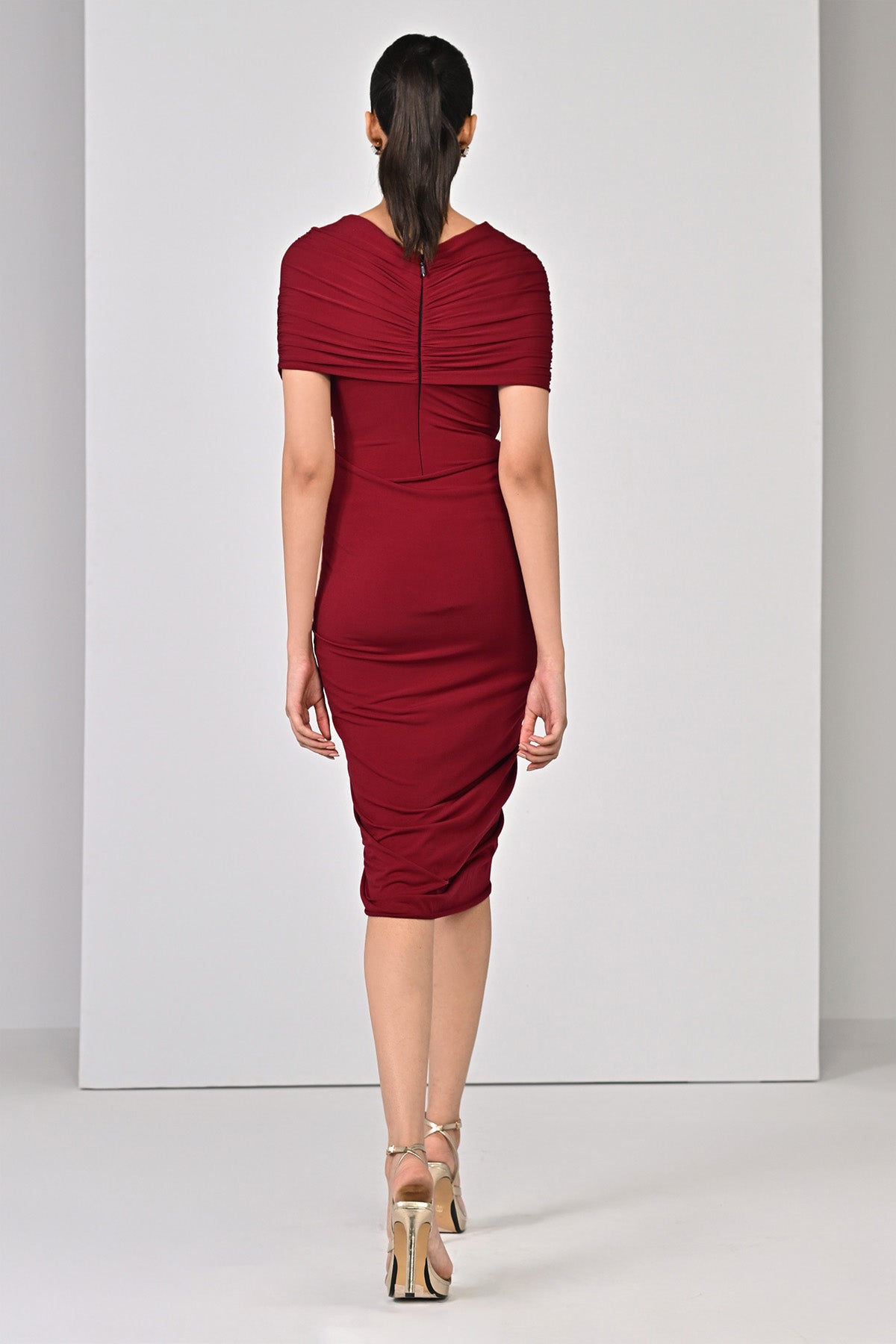 Shantanu & Nikhil Cherry Draped Dress indian designer wear online shopping melange singapore 