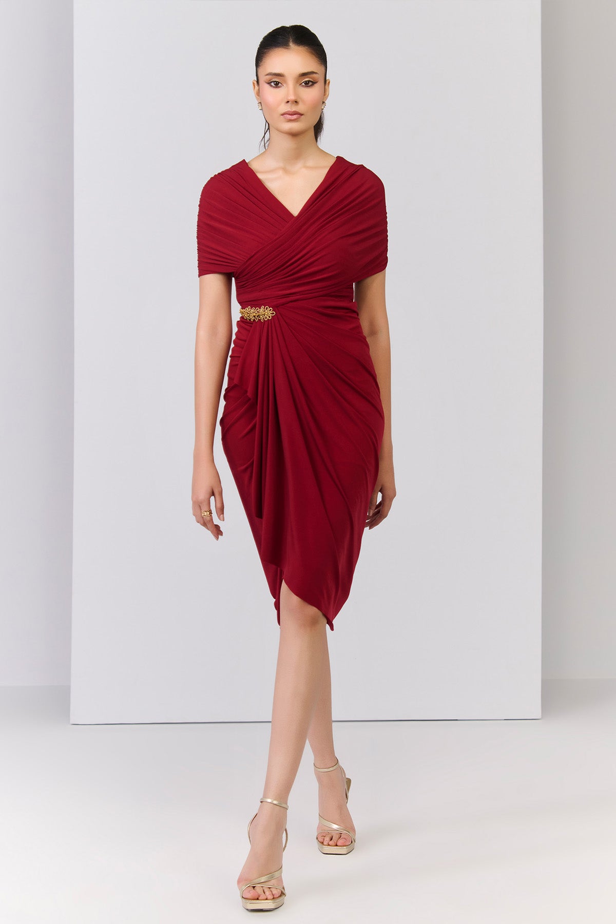 Shantanu & Nikhil Cherry Draped Dress indian designer wear online shopping melange singapore 
