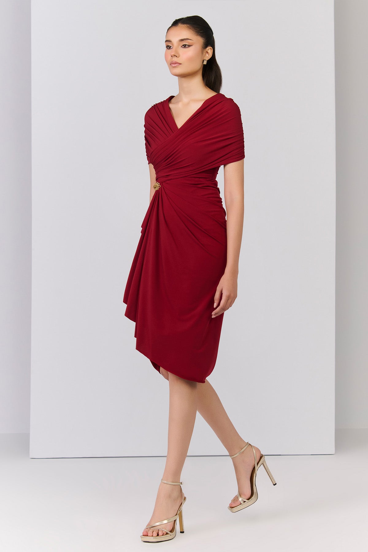 Shantanu & Nikhil Cherry Draped Dress indian designer wear online shopping melange singapore 
