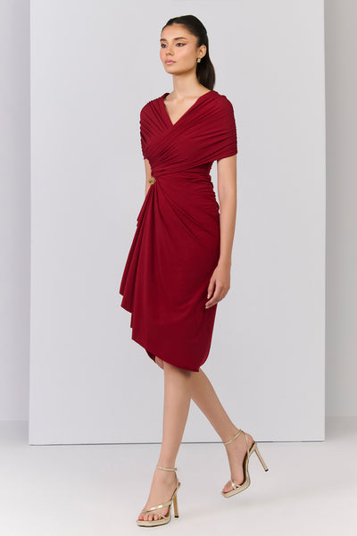 Shantanu & Nikhil Cherry Draped Dress indian designer wear online shopping melange singapore 