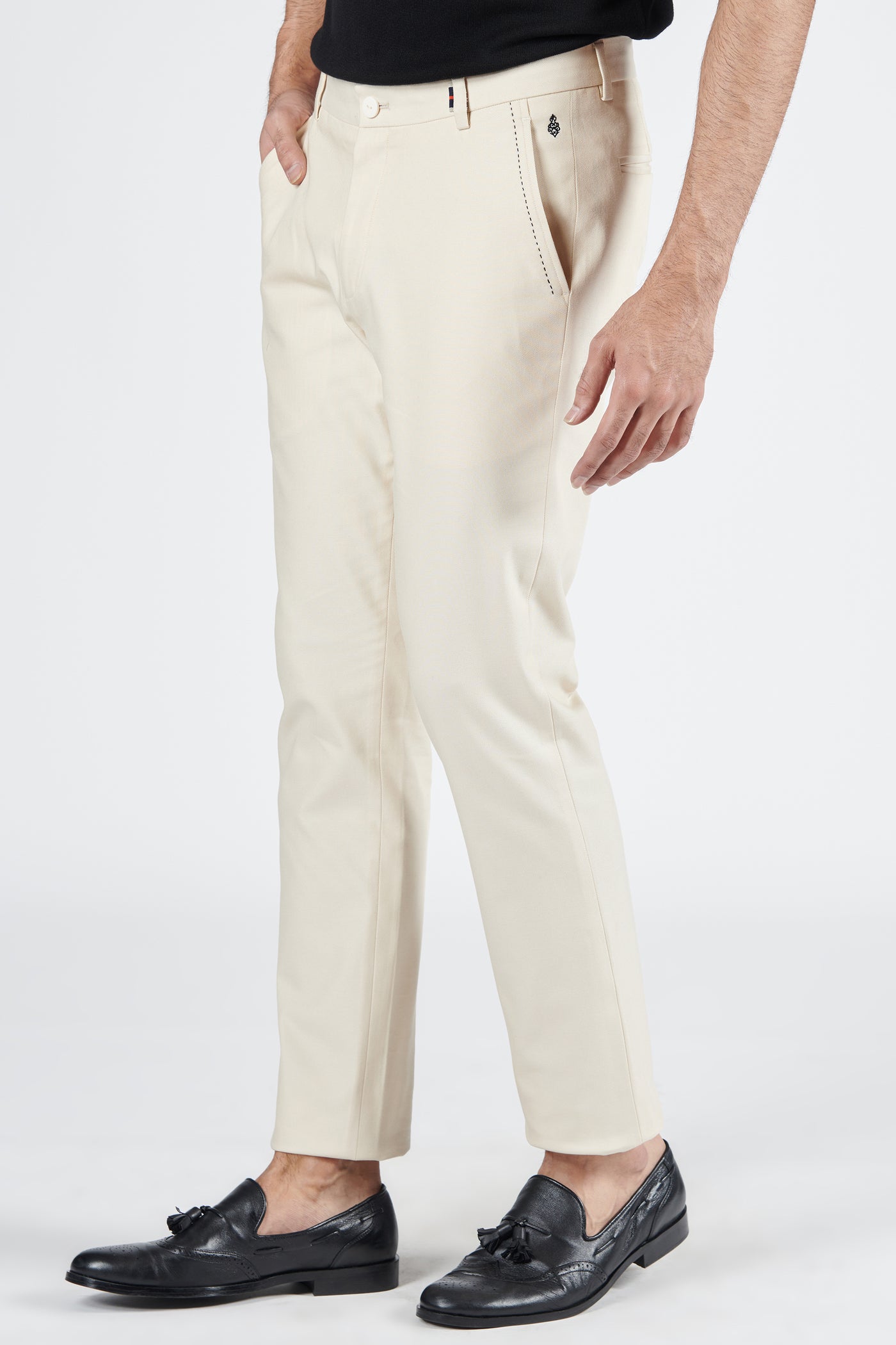 Shantanu & Nikhil Classic Off White Trouser With Faux Leather indian designer wear online shopping melange singapore