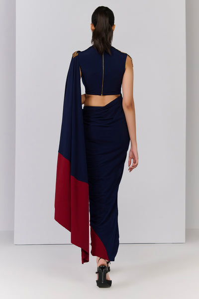 Shantanu & Nikhil Colour-Block Saree Gown indian designer wear online shopping melange singapore 
