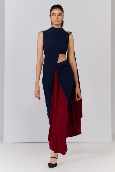 Shantanu & Nikhil Colour-Block Saree Gown indian designer wear online shopping melange singapore 