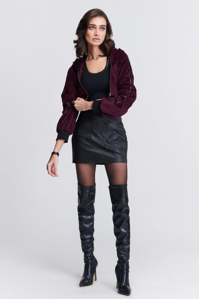 Shantanu & Nikhil Cropped Velvet Hoodie indian designer wear online shopping melange singapore