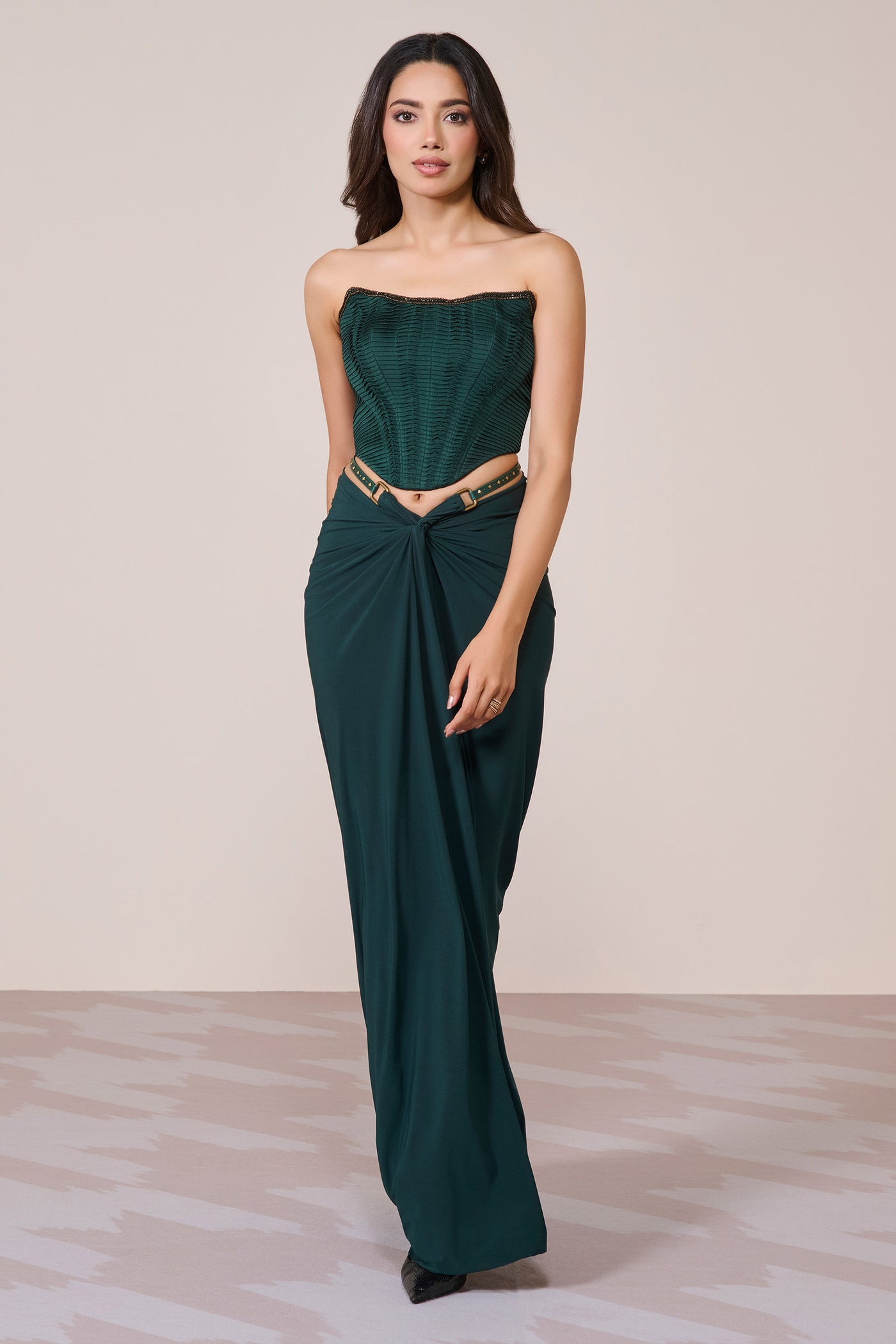 Shantanu & Nikhil Emerald Applique Corset Dress indian designer wear online shopping melange singapore