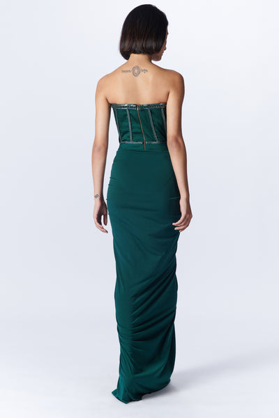 Shantanu & Nikhil Emerald Corset Saree Gown indian designer wear online shopping melange singapore