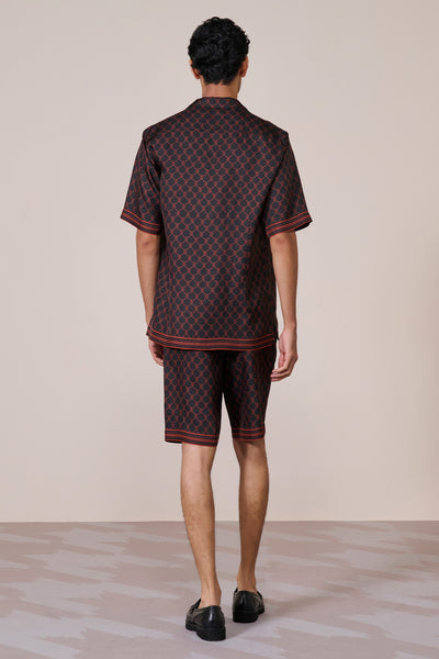 Shantanu & Nikhil Menswear Adamas Twill Silk Shirt Black indian designer wear online shopping melange singapore