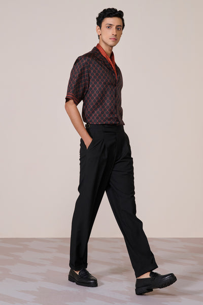 Shantanu & Nikhil Menswear Adamas Twill Silk Shirt Black indian designer wear online shopping melange singapore