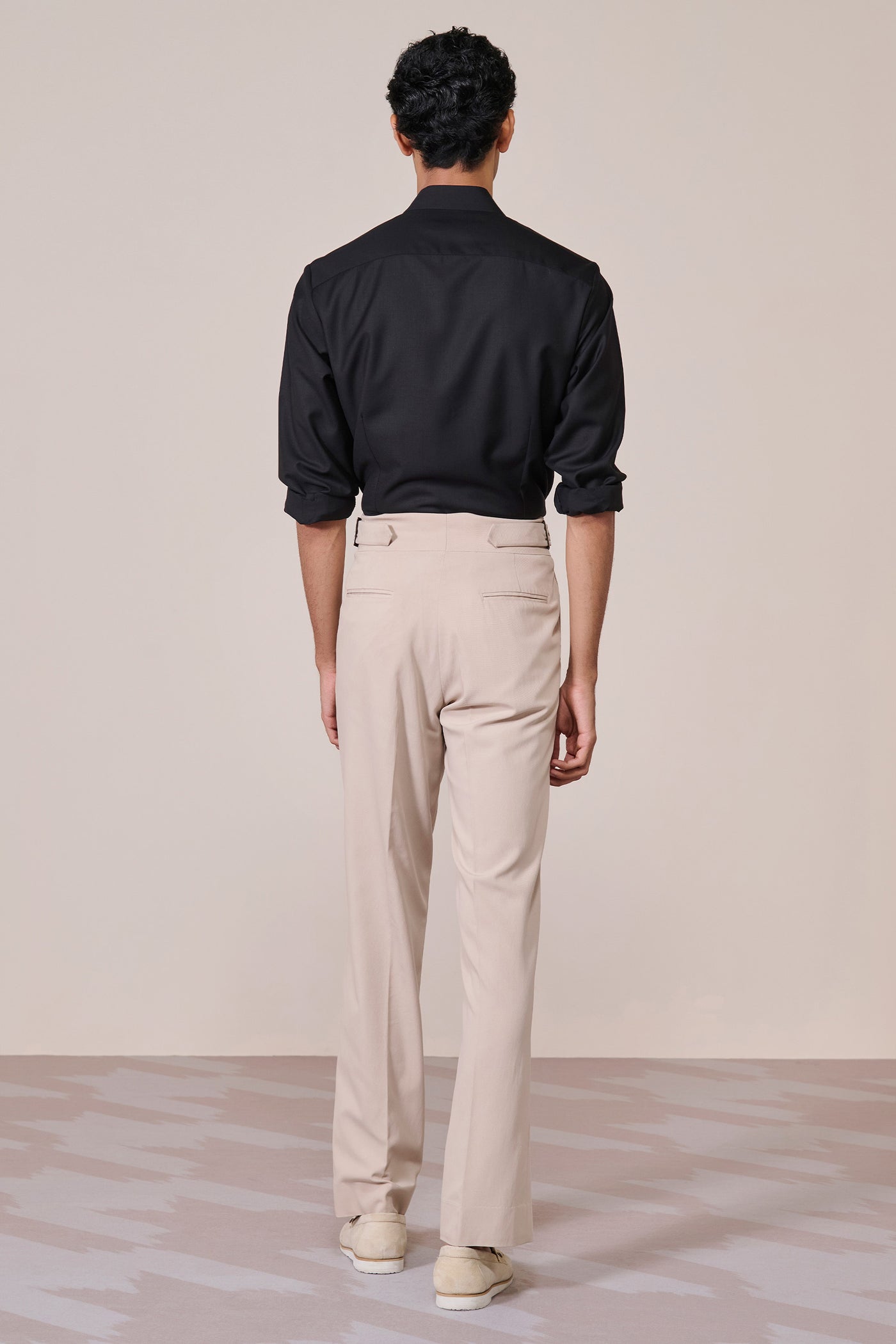 Shantanu & Nikhil Menswear Black Band Collar Shirt indian designer wear online shopping melange singapore
