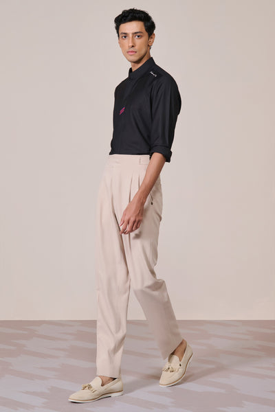Shantanu & Nikhil Menswear Black Band Collar Shirt indian designer wear online shopping melange singapore