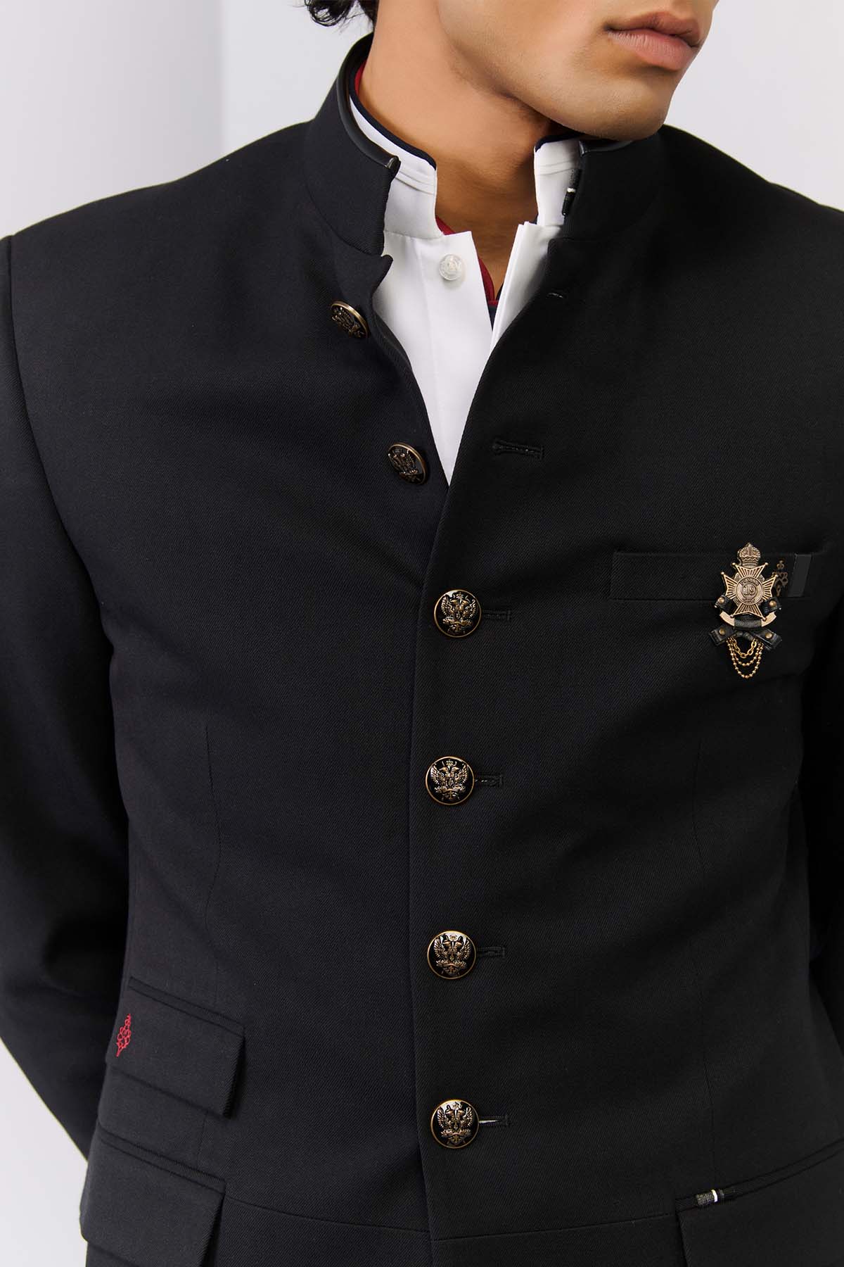 Shantanu & Nikhil Menswear Black Bandhgala Jacket indian designer wear online shopping melange singapore