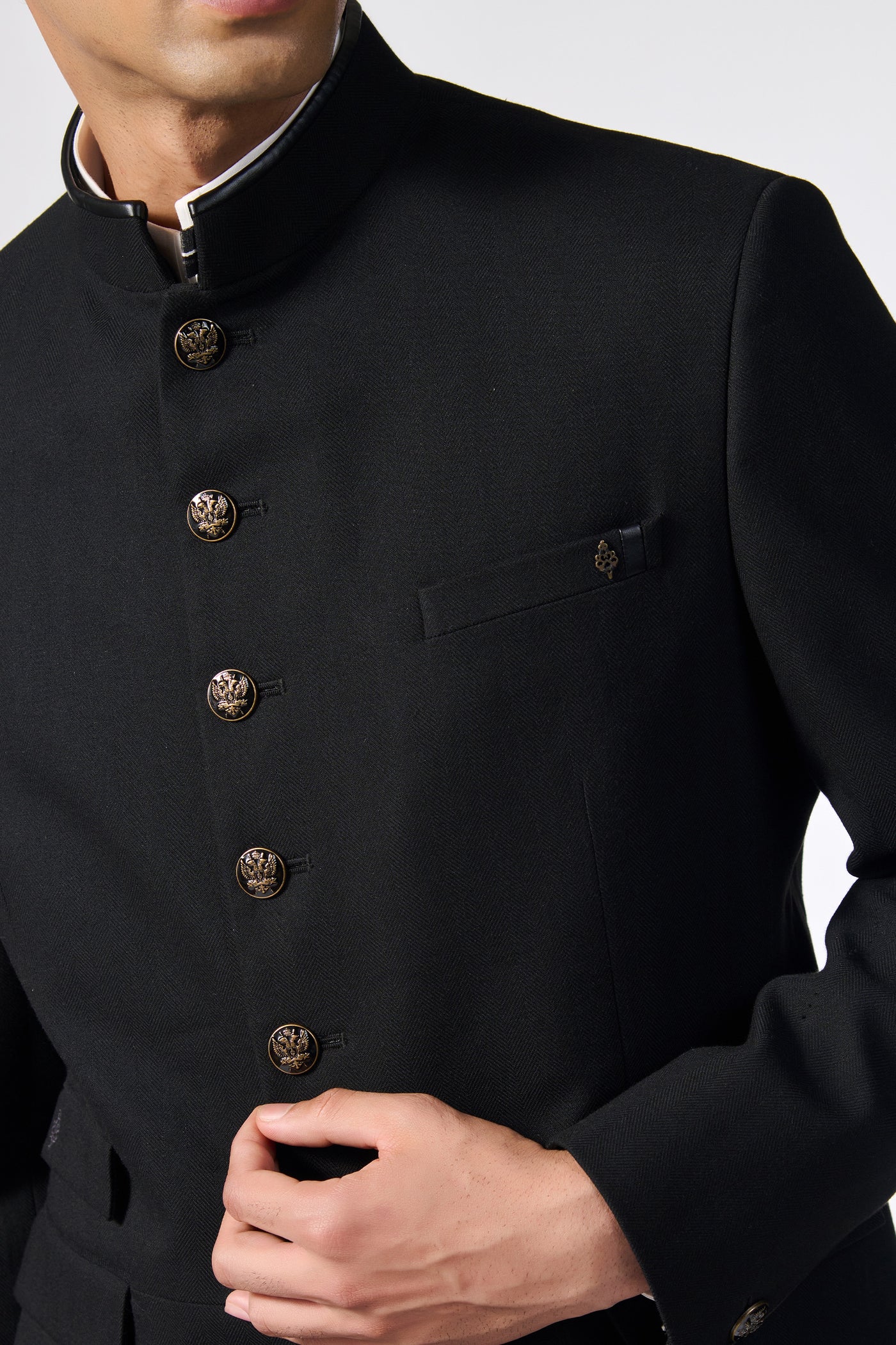 Shantanu & Nikhil Menswear Black Bandhgala Jacket indian designer wear online shopping melange singapore