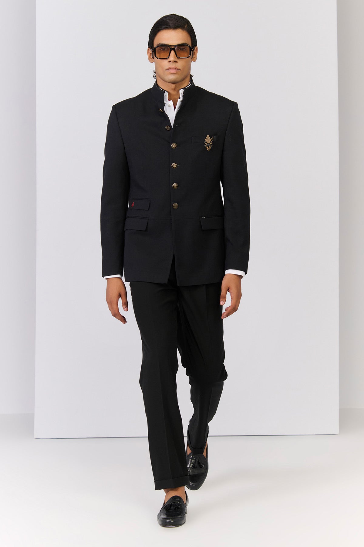 Shantanu & Nikhil Menswear Black Bandhgala Jacket indian designer wear online shopping melange singapore 