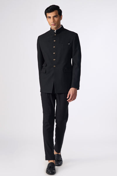 Shantanu & Nikhil Menswear Black Bandhgala Jacket indian designer wear online shopping melange singapore