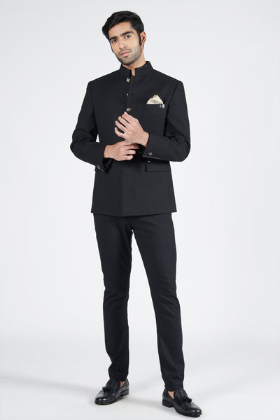 Shantanu & Nikhil Menswear Black Bandhgala Jacket indian designer wear online shopping melange singapore