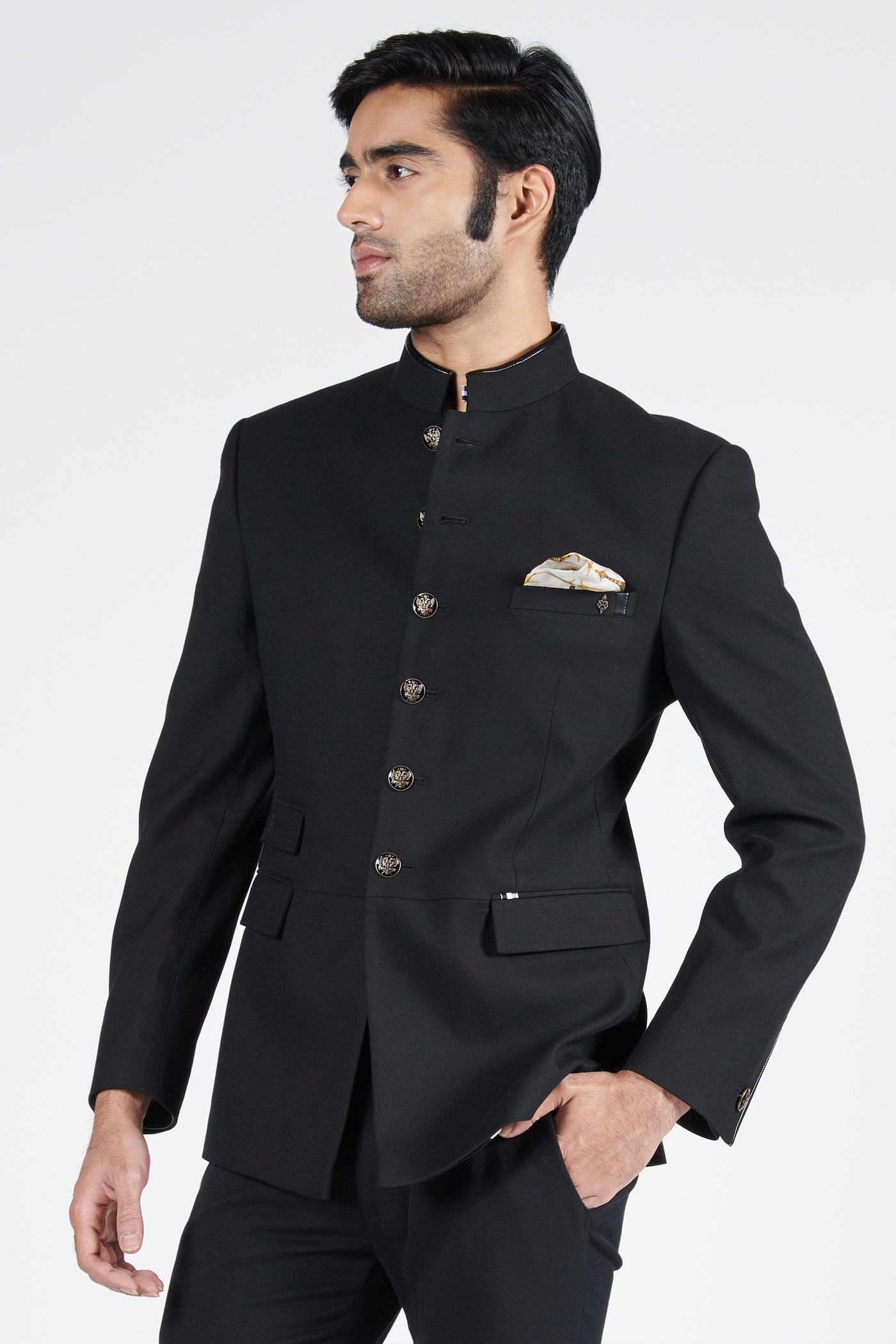 Shantanu & Nikhil Menswear Black Bandhgala Jacket indian designer wear online shopping melange singapore